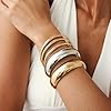 Salircon Chunky Gold Bangle Bracelets for Women Gold Chunky Bracelet, Trendy Stackable Bangles Minimalist Cuff Fashion Jewelry (Gold Silver-2) #1