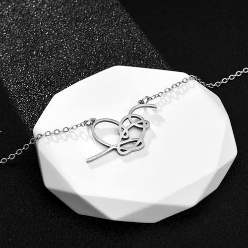 Singer Necklace Stainless Steel Love Pendant Heart Signature Jewelry4