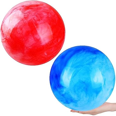 GCQJOQ 2 Pcs 15 Inch Marbleized Bouncy Balls for Kids Large-Sized Ball Inflatable Rubber Playground Sensory Balls for Beach Pets Indoor Outdoor Kickball Water Balls Cover