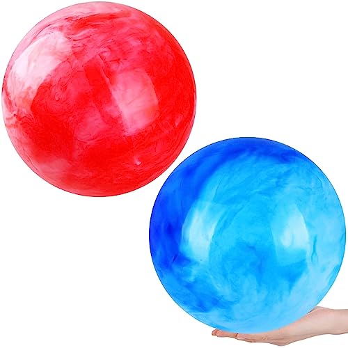 GCQJOQ 2 Pcs Playground Balls for Kids 15 Inch Marbleized Inflatable Bouncy Balls for Giant Dodgeballs Beach Rubber Kickballs Water Balls Indoor Outdoor Balls Games