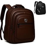 Mochila Executiva Grande com Porta USB e Entrada para Fone de Ouvido, Anti-Furto, Alça Reforçada (Marrom)