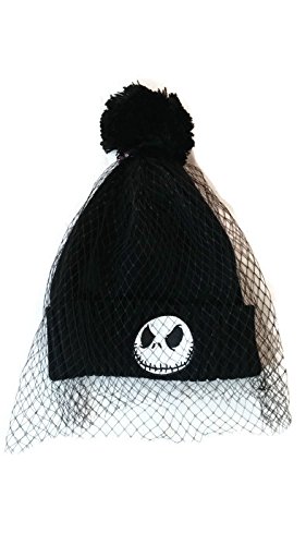Disney Cuffed Pom Beanie with Veil - Nightmare Before Xmas