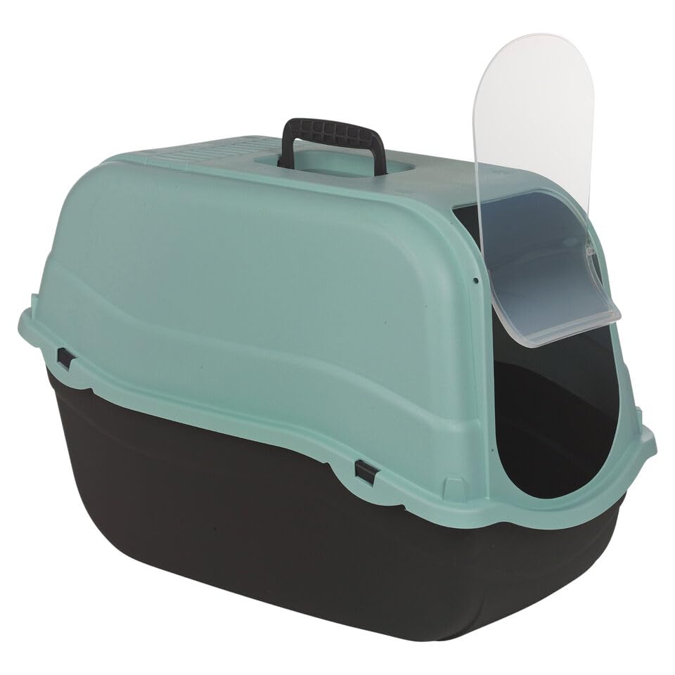 URBNLIVING Enclosed Cat Litter Box - Extra Large Hooded Tray with Filter, & Carry Handle - Easy Clean, Odor Control, Secure Flap Door for Cats, 8 Color Options