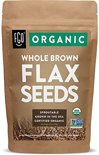 Organic Whole Brown Flax Seeds | Sproutable | Grown In Usa | 32 Oz Resealable Bag (2Lb) | By Fgo #TOP7