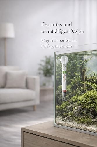 Aquarium Thermometer aus Glas mit Saugnapf – Präzises Thermometer für Fischtanks & Süß- oder Meerwasser-Aquarien