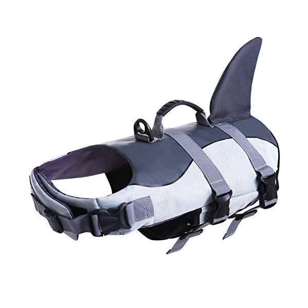 Asenku dog life jacket pet life safety vest for swimming boating, dog shark life jackets dog lifesavers swimsuits for pool, dog water floatation vest for small medium large dogs, grey, x-large - image 3