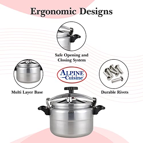 Alpine Cuisine Pressure Cooker/Canner Aluminum 11 Liters, Bakelite Handle Mirror Polishing, Super Safety Lock, Cook Delicious Food In Less Time, Easy To Open & Close, Suitable For All Kinds Of Stoves #TOP1