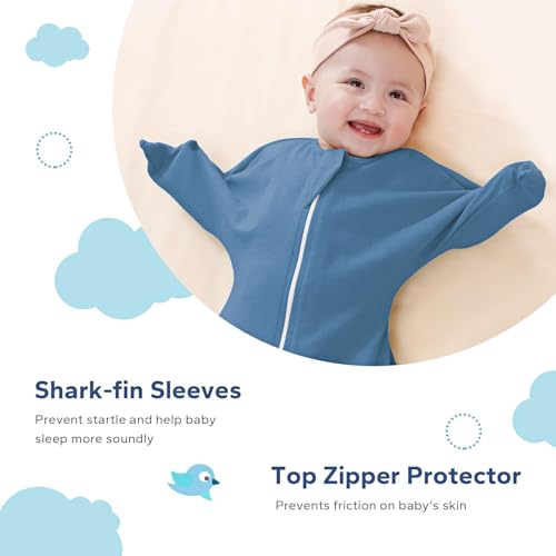 Image of ZIGJOY Swaddle Sleep Sack 6-12 Months, 1.0 Tog Cotton Baby Swaddle Blanket | 100% Cotton - Soft & Breathable & Non-shrink, 2-way Zipper for Easy Diaper Changes, Long Sleeves Allow Self-soothing
