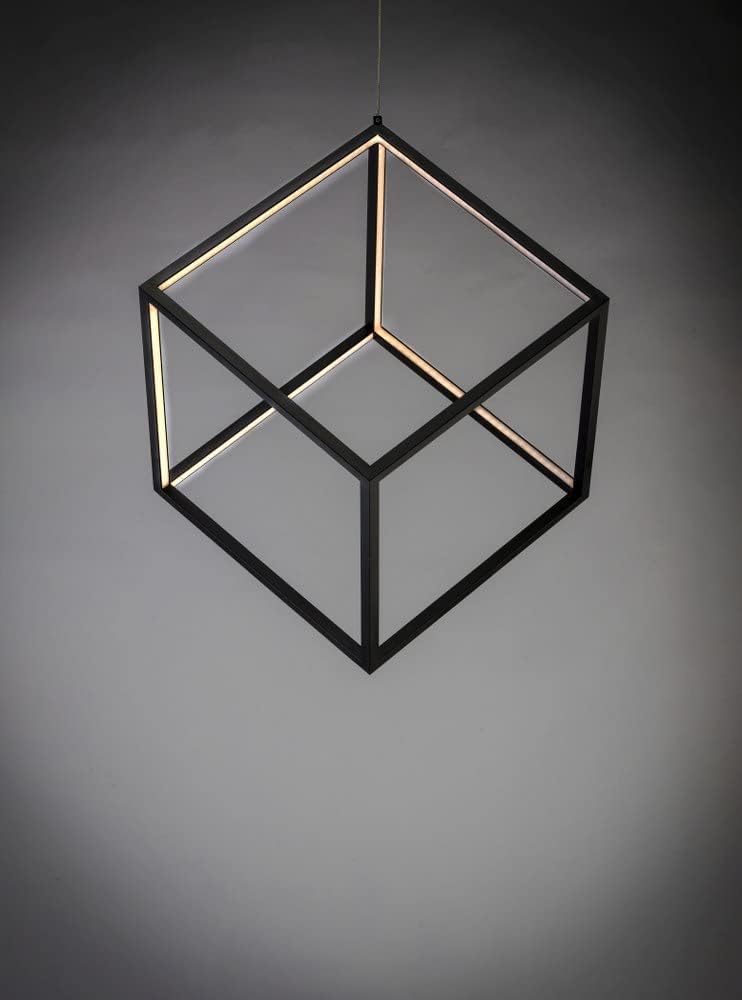 ET2 E30582-PC 4 Square Cube LED Pendant Ceiling Lighting, 1-Light 24 Watt, 21" H x 21" W x 21" L, Polished Chrome