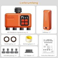 XinFuture Bewässerungscomputer WLAN 4 Ausgänge mit 300 Meter RF, Starke Wanddurchdringung, Automatische Smarte Bewässerungsuhr mit APP/Sprachsteuerung, Bewässerungssystem Regenverzögerung für Garten – Ansicht 9