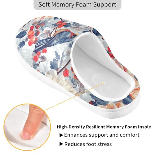 JUNZAN Flowers Dahlia Cherry Blossom Birds Mens Home Cotton Slipper Non Slip Memory Foam Foam Slippers for Travel Funny Presents 6-72