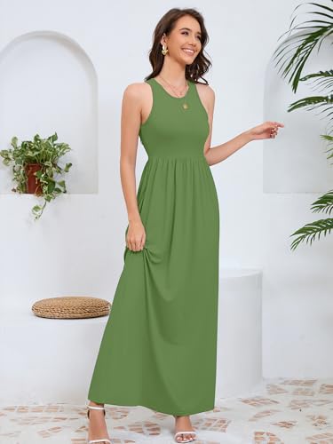 Image of DEARCASE Women's Sleeveless Summer Maxi Dress with Pockets,Beach,Vacation