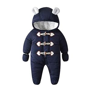 Yuwao Baby Snowsuit Winter Romper Warm Overall Katoen Jumpsuit Lange Mouw Met Handschoenen Hooded Pramsuit Onesies…