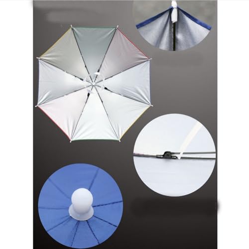Image of UH26 Umbrella Hat, Colorful Folding Headwear 26 inch, Elastic Headband Sun Rain Umbrella Hat Cap for Party, Fishing and Gardening, Prefect for Kids