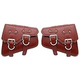 Bolsa de Viaje Impermeable Motocicleta Alforja Impermeable Cuero PU Herramienta Lateral/Bolsa Equipaje para Sportster XL 883 1200(Brown)