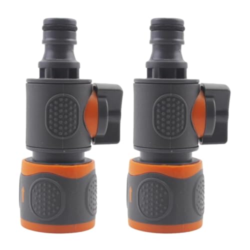 Gorise Paquete de 2 válvulas de cierre rápido - Conectores de manguera de jardín en línea con control de flujo ABS + TPR, accesorios duraderos para jardinería, lavado de autos y agricultura