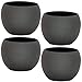 Produktbild Happy Nature Set4 4 Keramik Blumentöpfel Madeira dunkel grau Struktur Kugel Ø 16 cm H 13,5 cm