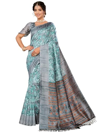 Saree art silk KULIA vert feu vêtement traditionnel pour vos fêtes de famille