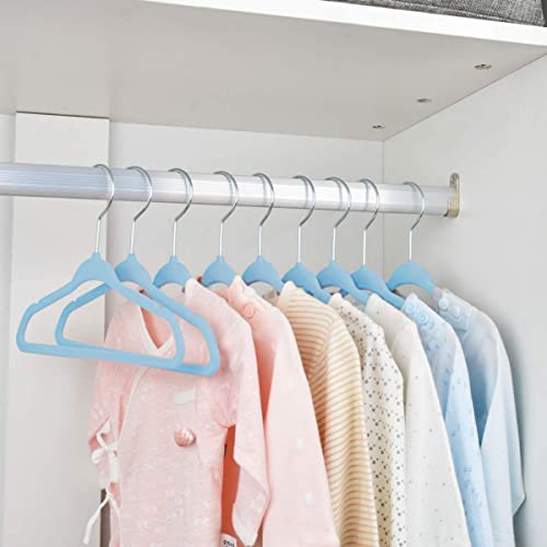 Kit 50 Cabide Infantil Veludo Antideslizante Ultra Fino Moderno (Azul)