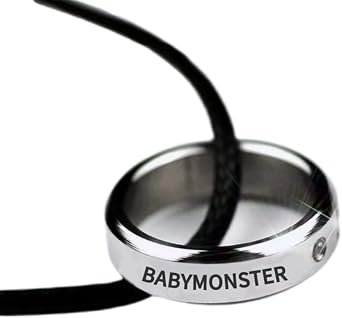 BABYMONSTER Necklace, Korean Necklace, KPOP Members Gathered, Names, Birthdays, Ring, BABYMONSTER Support Penlight, Black String, Unisex, Memorial, Gift, Accessory, BABYMONSTER Goods