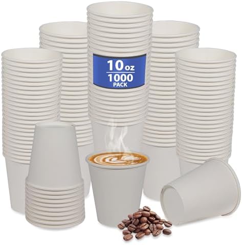 Morning Dew (10 oz 1000 ct) Hot Paper Cup, to Go Hot Coffee Cup White ...