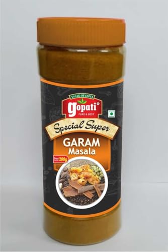 Gopati Gharwala Garam Masala Powder By Gopati | Blend Of 12 Exotic Whole Spices | Homemade Garam Masala | Packed In Food Grade Plastic Jar For Easy Storage | (200 Gram, Pack of 1)