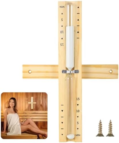 Cosyoo Sauna Hourglass Sand Timer,15 Minute Sand Timer Wooden Sand Clock Hour Glass Timers with Sand Sauna Accessories,Wall Mountable Rotating Heat Resistant Hourglass for Sauna & SPA,Family,Hotel