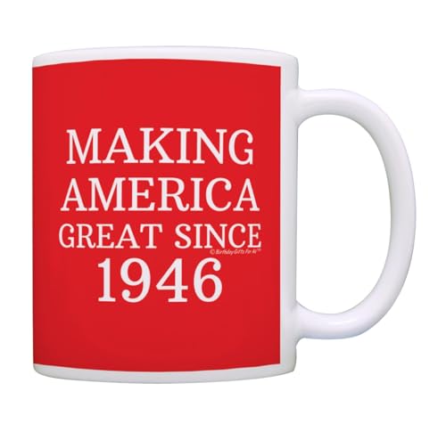 ThisWear 80th Birthday Gifts For All Making America Great Since 1946 Birthday Mug Birthday Gifts 11oz Ceramic Coffee Mug with Handle Red