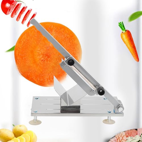 Qudinip Cortador de Carne Manual para Cortar Fácilmente Carne de Res y Cordero Congelados con Espesor Ajustable Perfecto para Cocina Casera y Restaurantes Acero Inoxidable 17x30x42.5cm (Cortadora