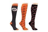 Everything Legwear Naruto Shippuden Socks Cosplay (3 Pair) - (Women) Naruto Gifts Hidden Leaf Village Akatsuki Knee High Socks - Fits Shoe Size: 4-10 (Ladies)