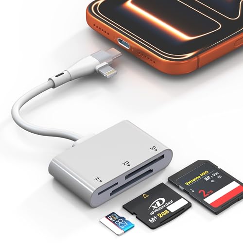 Lector de tarjetas XD 3 en 1, lector de tarjetas XD para Lightning/USB-C, lector de tarjetas SD para XD/SD/MicroSD