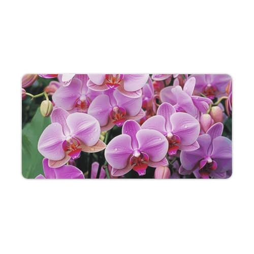 Tapis de souris grand format avec motifs orchidées pour bureau