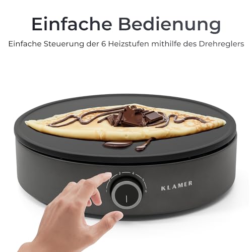Crepes Maker, Große Backfläche mit 33cm Ø, antihaftbeschichtete Platte, inkl. Teigverteiler und Wender aus Holz, Crepes Eisen für Crepes, Pancakes & Tortilla, 1500W – Bild 7