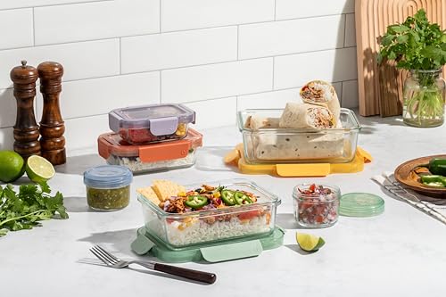 Ello Color Lock 12PC Mixed Glass Food Storage Sets, Leak-Proof Glass Food Storage Containers with Airtight BPA-Free Plastic Lids, Dishwasher, Microwave, and Freezer Safe, Desert Festival by Ello - Image 2