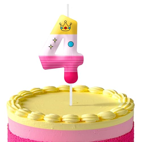 Pink Cartoon Birthday Candles, Number 4 Candle Pink Themed Birthday Party Supplies, 2.4 inch Birthday Candles for Cake Topper Party Decorations, Birthday Decorations for Kids (Number 4)