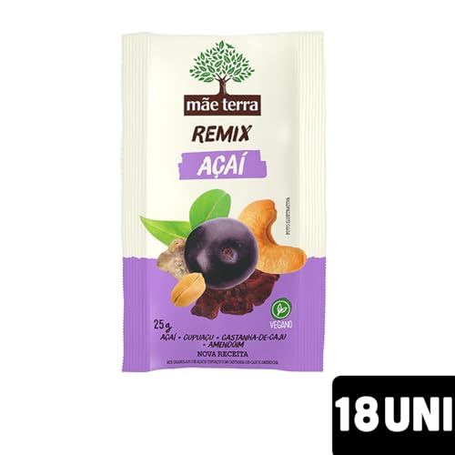 Mãe Terra 18 Unidades Mix de Frutas e Sementes Açaí Remix Pacote 25g