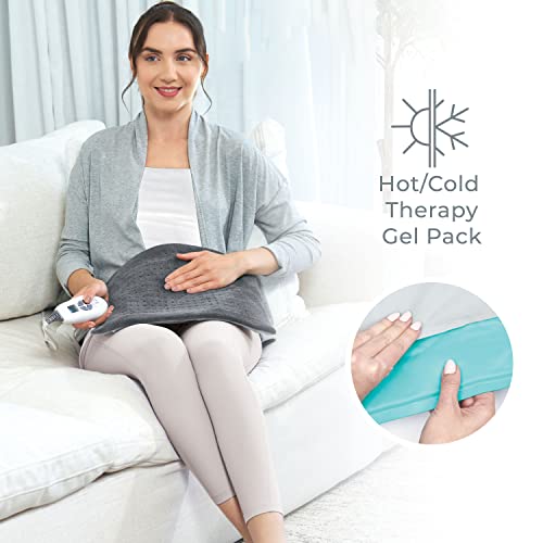 Pure Enrichment® PureRelief® Duo 2-in-1 Heating Pad with Removable XL Hot/Cold Gel Pack, Soft Microplush Pad Warms Up in Seconds, Ideal for Back Pain, Cramps, & Muscle Aches in Legs & Shoulders (Gray) - Thumbnail 2