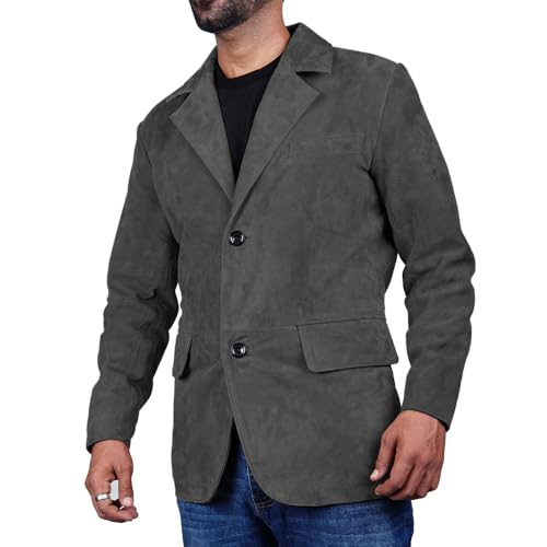 Image of Suede Leather Blazer for Men Suede Sport Coat for Men Blazer Suede Leather Jacket Blazer Coat for Men