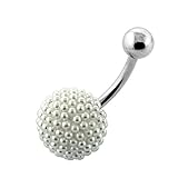 Versandkostenfrei Lieferung Winzige weiße Perle Einstellung Multi auf 12MM Kugel mit 14 Gauge 316L chirurgischer Stahl Bauch Bar Piercing