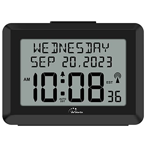 Wallarge Atomic Clock With Date And Day – Self Setting Digital Wall Clock Battery Operated, Auto Dst, Easy To Read (No Backlight) #TOP13