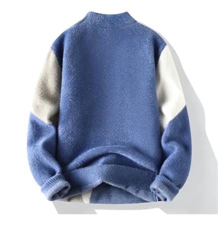 ERFMFKL Mens Crew Neck Sweaters Patchwork Long Sleeves Thicken Casual Pullovers Jumper Sweater2