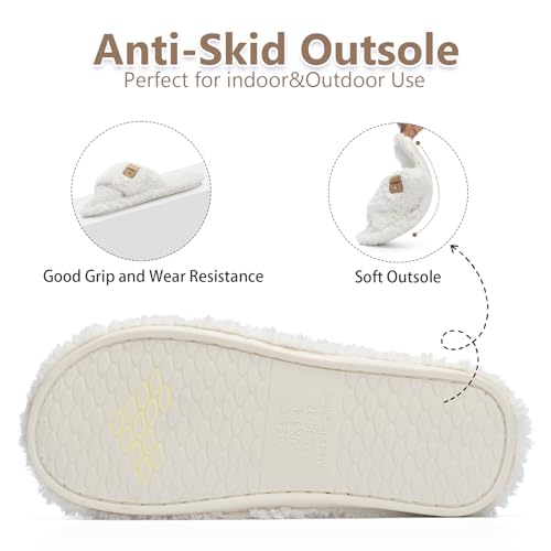 fuzzy open toe slippers for women indoor and outdoor with memory foam cozy cross band women39s slipper cute soft house shoes slip on gifts for womens mom her ladies bridesmaid