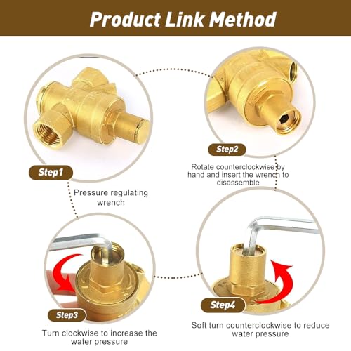 Riisoyu Druckminderer Wasser 1/2 Zoll DN15 mit Manometer, Hergestellt aus 100% Hohe Härte Messing Wasserdruckminderer mit Einstellwerkzeugen Einstellbarer Wasserdruckregler Druckreduzierventil