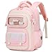 Tanou Schultasche Mädchen Rucksack Kinder Ergonomic Schulrucksack Kinderrucksack der 1. bis 5. Klasse Lässiger Ranzen Teenager für die Schule Reisen, 20 Liter, Rosa