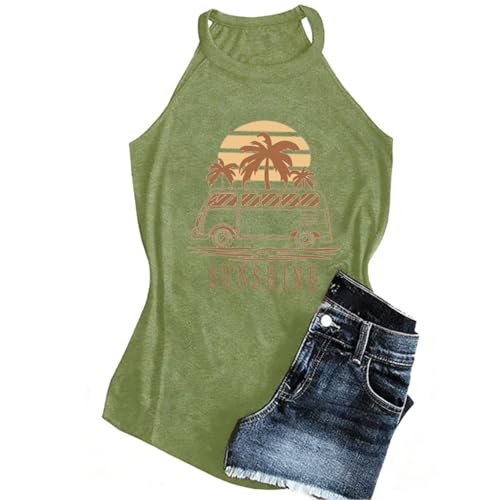 Summer Sunshine Tank for Women Funny Graphic Beach Tank Tops Workout Casual Sleeveless Tee Shirts