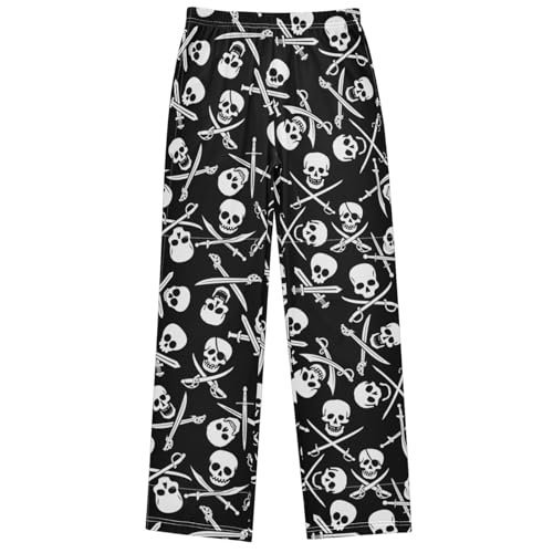 Boy's Pants Pirate Skull with Crossed Swords Jogger Pants Elastic Waist Long Bottoms Trousers with Pockets 6-14 Y