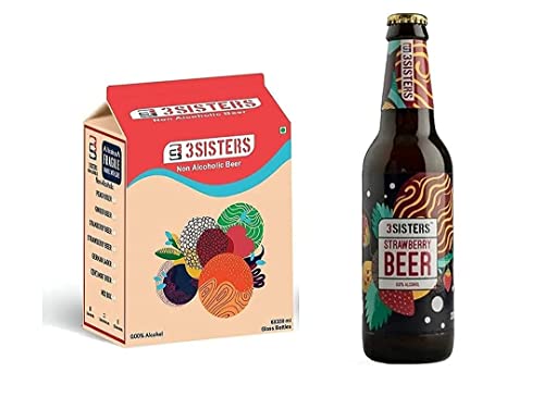 Image of 3Sisters Non Alcoholic Beer - Strawberry Flavor - (Pack of 6 Bottles x 330ml each)