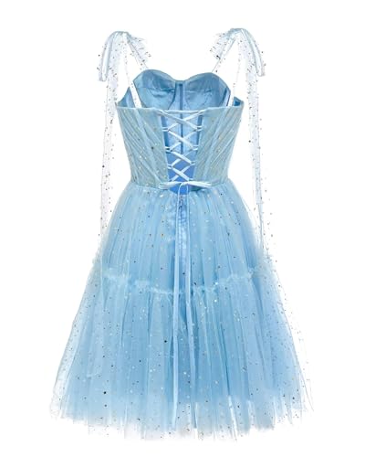 Sequin Homecoming Dresses for Teens Sparkly Tulle Short Prom Dress Spaghetti Straps Cocktail Party Gowns3
