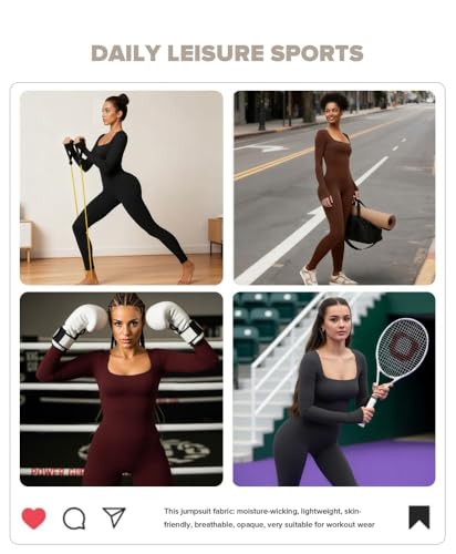 BRXL Long Sleeve Workout Jumpsuits for Women Yoga Pilates Outfits Black-XS - image 3