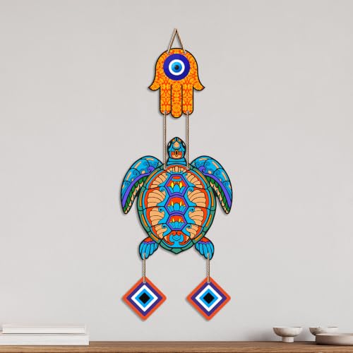 Image of Artvibes Turtle Evil Eye Hanging Decor for Main Door & Entrance | Lucky Vastu MDF Wall Art | Decorative Accent for Living Room | Office | Hallway & Bedroom | Housewarming Gift Item (WH 8542N)